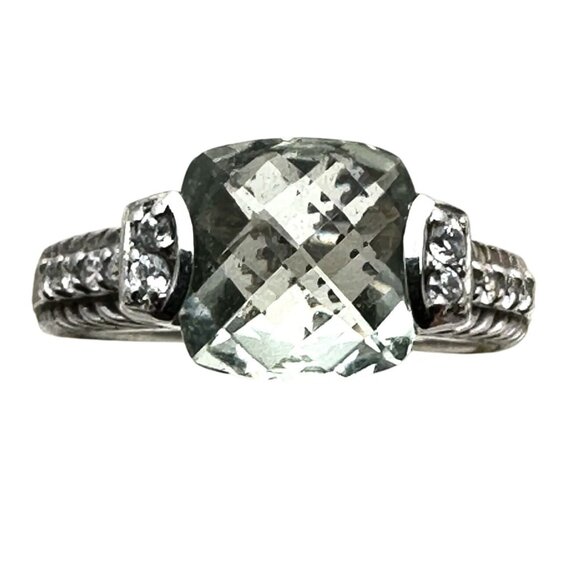 Judith Ripka Womens Ring Sterling Silver Light Green Gemstone Size 9 - Picture 1 of 4